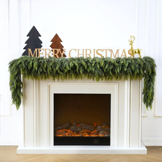 6Ft Christmas Cedar Garland with Soft Thickness Pine, Artificial Green Faux Cedar Pine Garland for Mantle Fireplace Indoor Outdoor Holiday Party Home Decoration, Holiday Decorations